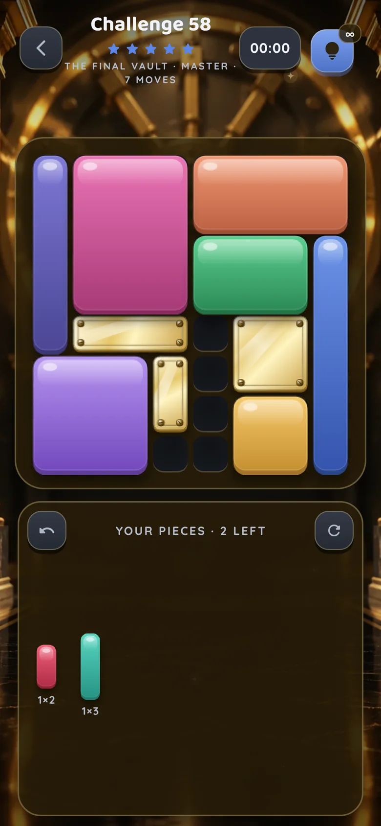 JIGNOVA gameplay in the Final Vault with gold bolted blocks